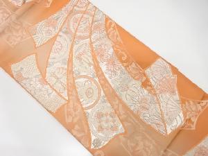 熨斗に鶴・花模様織り出し袋帯